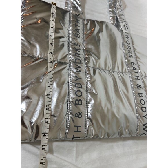 NWT Bath & Body Works 2024 Black Friday Large Silver Shiny Puffer Tote Bag - Picture 6 of 8